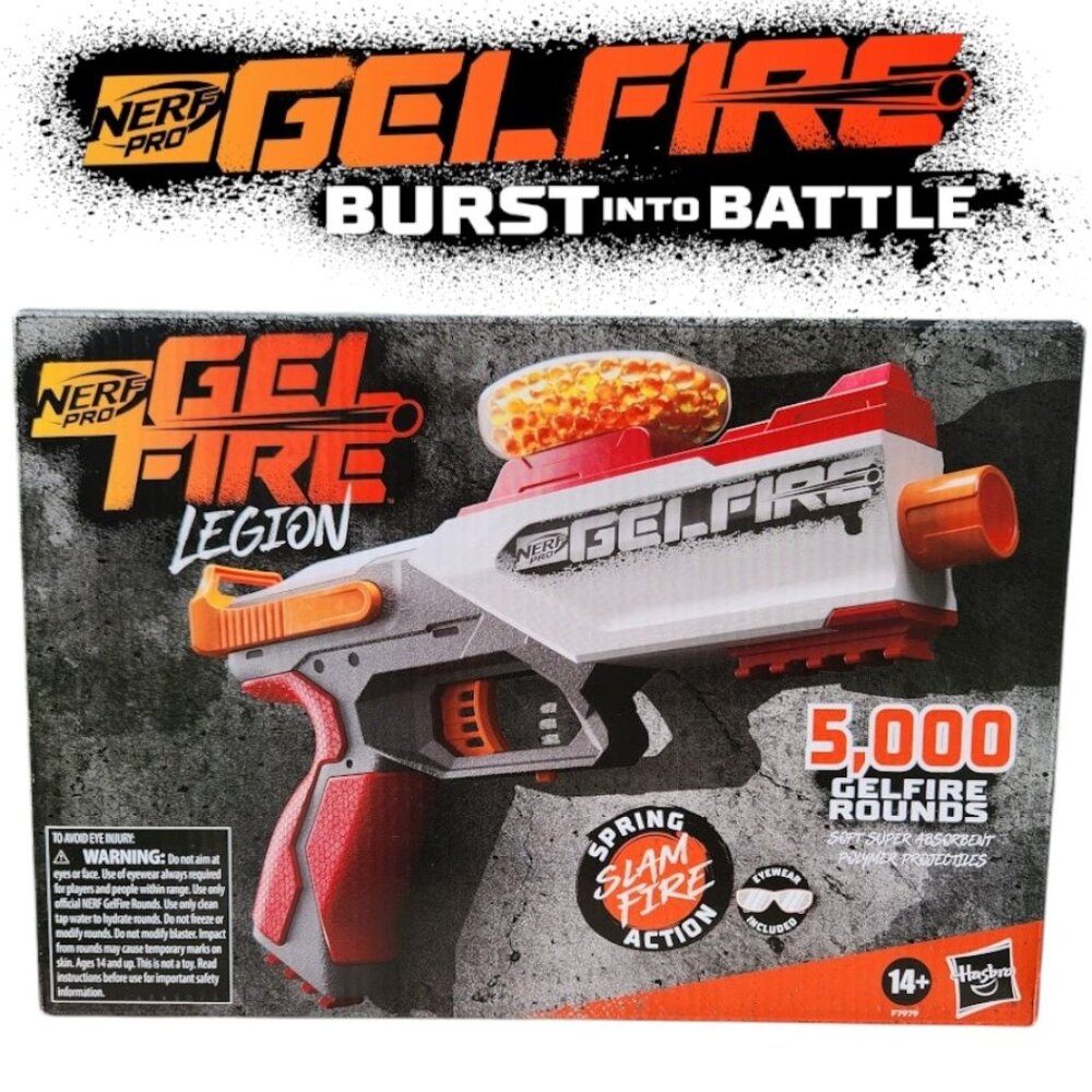 Nerf Pro Gelfire Legion Spring Action Blaster Gun 5000 Rounds 130 Hopper, Protec